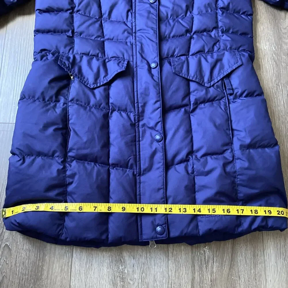 L.L. Bean Down Tek Down Puffer Coat Sz XS Blue Length